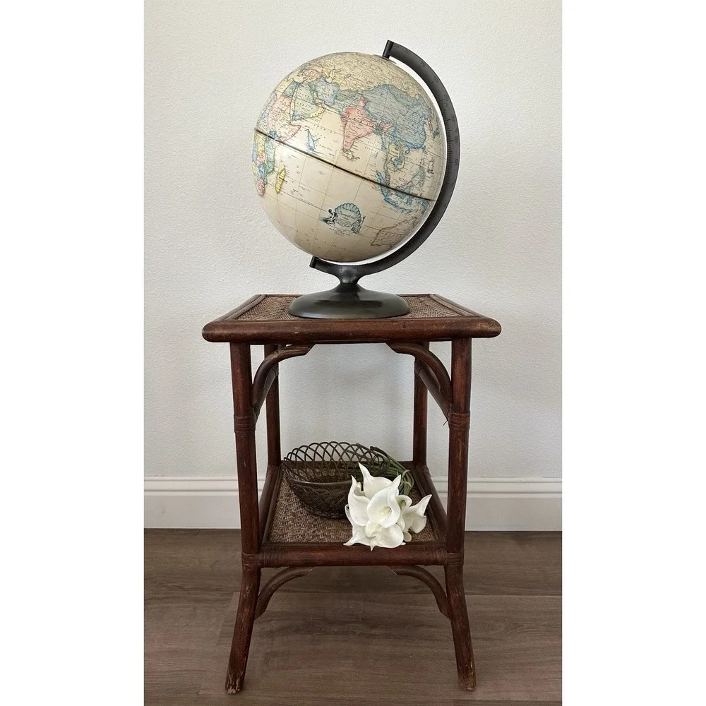 1980 bamboo & Cane Colonial Style- Bombay Company End Table W/ Shelf